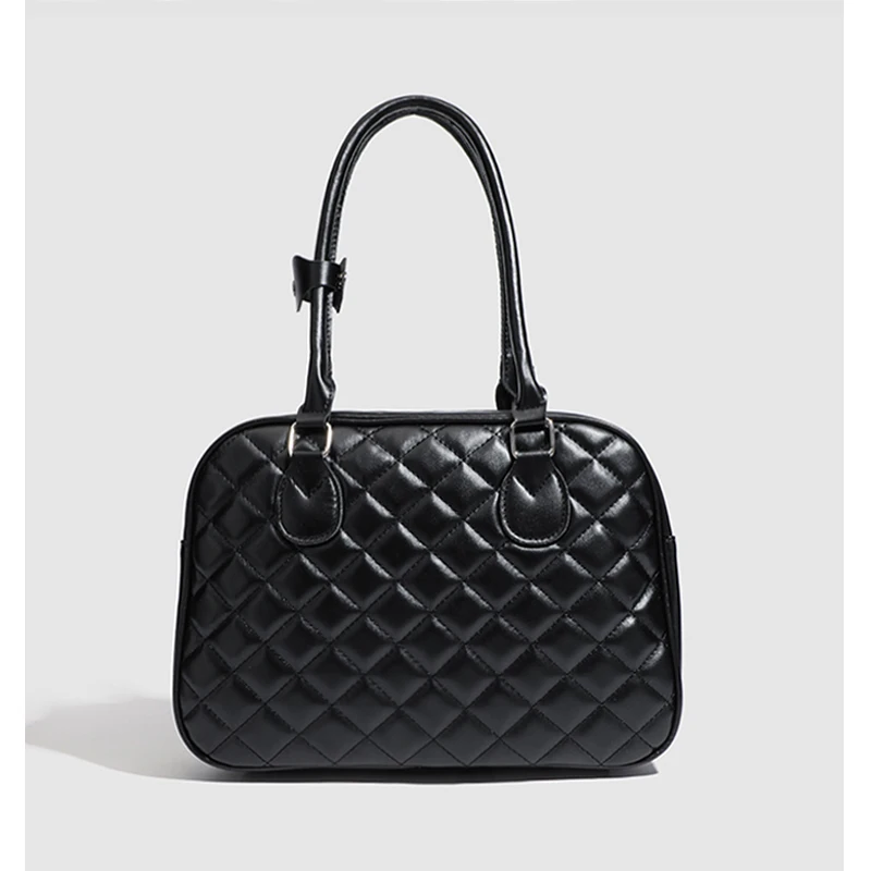 

women's bags trend 2025 New diamond grid single shoulder handbag luxury brands korean popular Female square Shopper Black bag