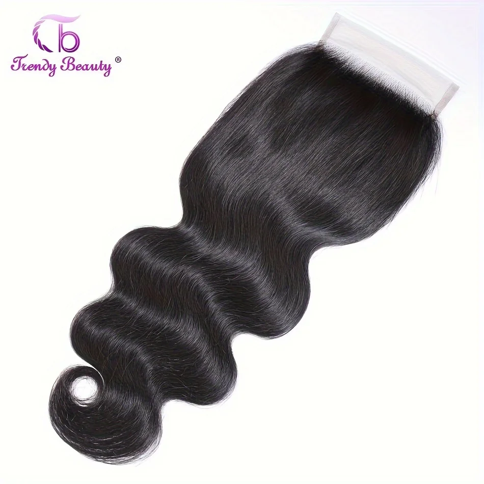 Brazilian Body Wave Closure Human Hair Closure Free Part 4x4 Transparent Swiss Lace 150% Density Natural Black
