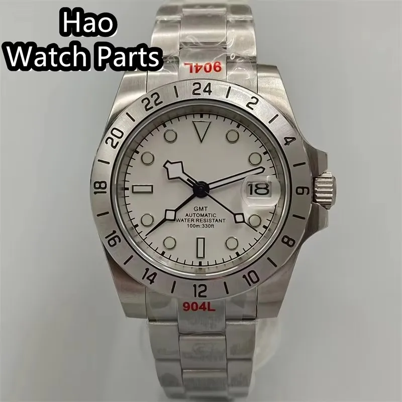 BLIGER 40 ملم NH34 GMT ساعة ميكانيكية للرجال أخضر مضيء أبيض أسود أزرق مينا زجاج الياقوت حزام من الفولاذ المقاوم للصدأ