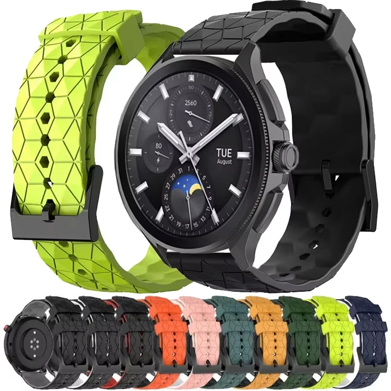 샤오미 워치 2 프로용 22mm 축구 패턴 밴드, 샤오미 워치 S4 스포츠/S3 S2 42 46mm/S1 프로 미 워치 컬러 2용 실리콘 스트랩
