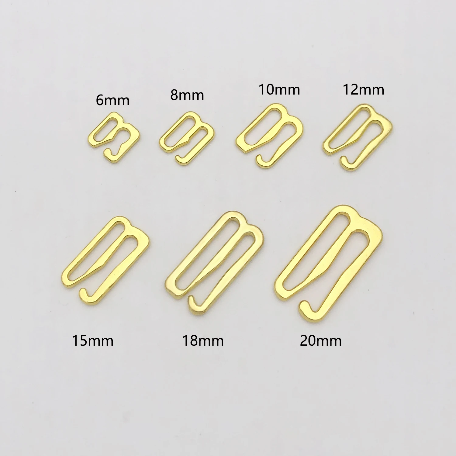 200 pcs / lot  Nickel plated bra silver hook 6mm~20mm
