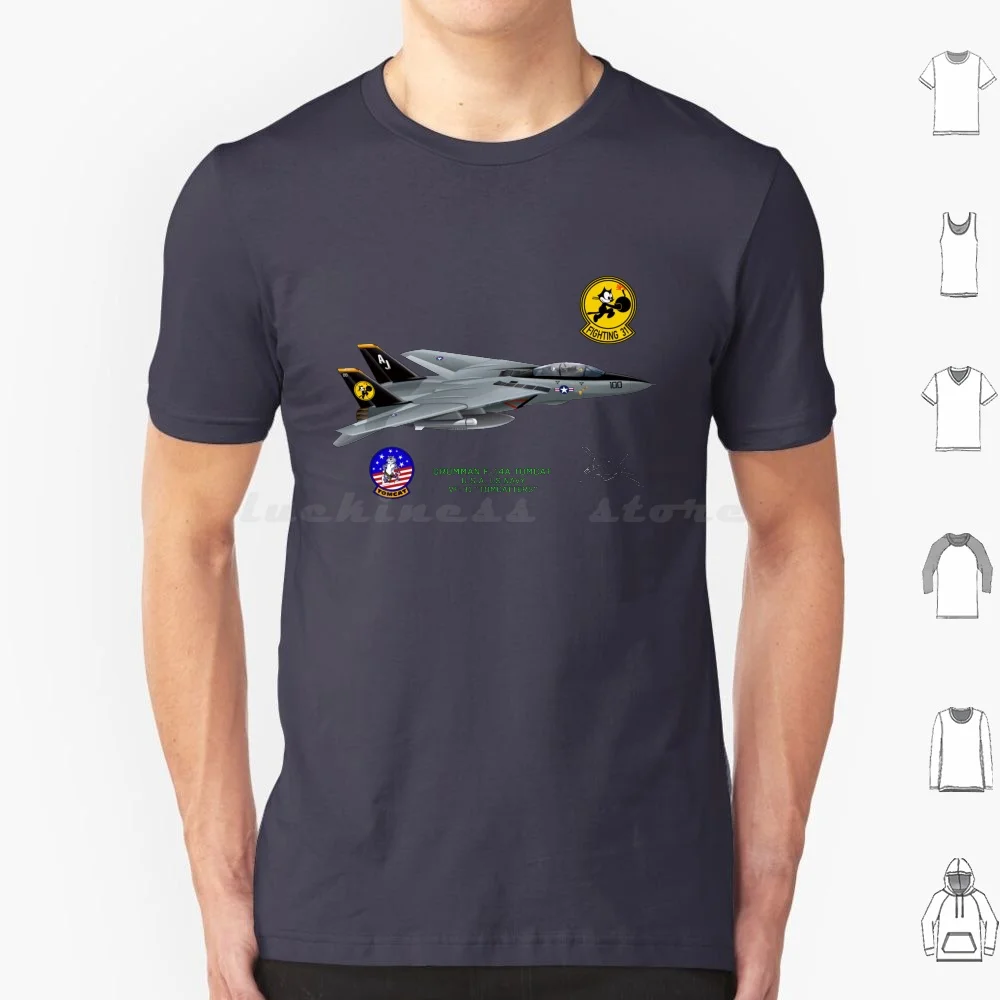 Navy F-14 Tomcat-Tomcatters T Shirt Big Size 100% Cotton Tomcat F 14 Tomcatter Fighter Jet Grumman Navy Military United States