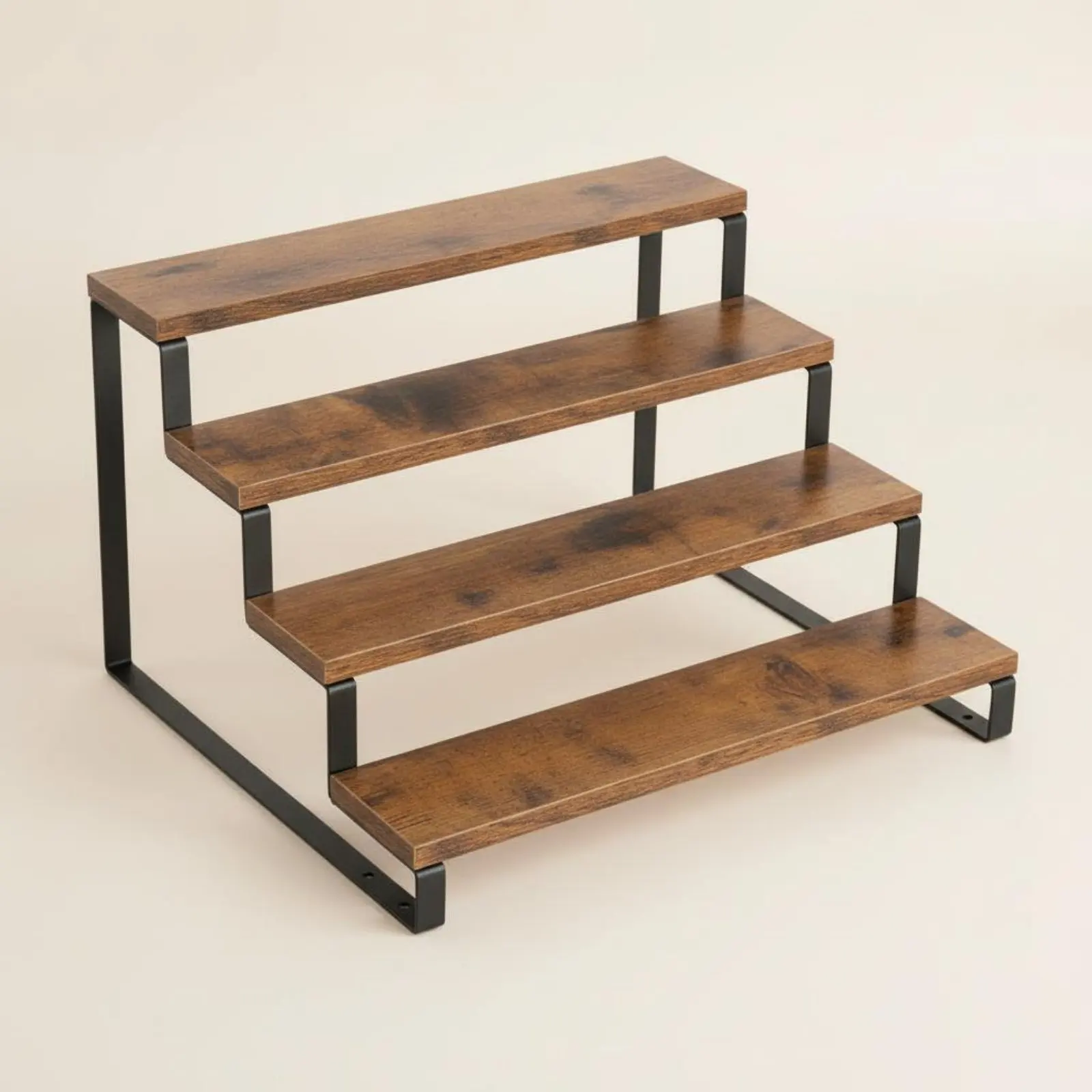 4 Tier Display Riser Space Saving Wooden Dessert Stand Tiered Display Stand Multi-Functional Countertop Shelf Organizer
