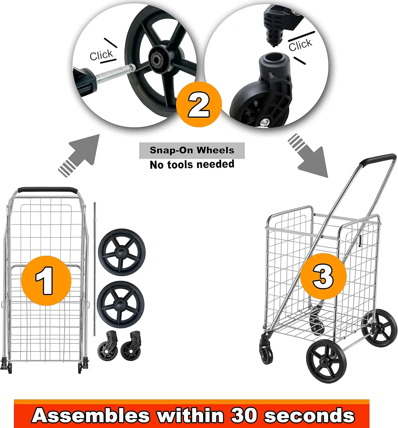 Imagem -03 - Carrinho de Compras para Mercearia Facilmente Dobrável e Portátil para Economizar Espaço e Serviço Pesado Troll Leve Wm99024s