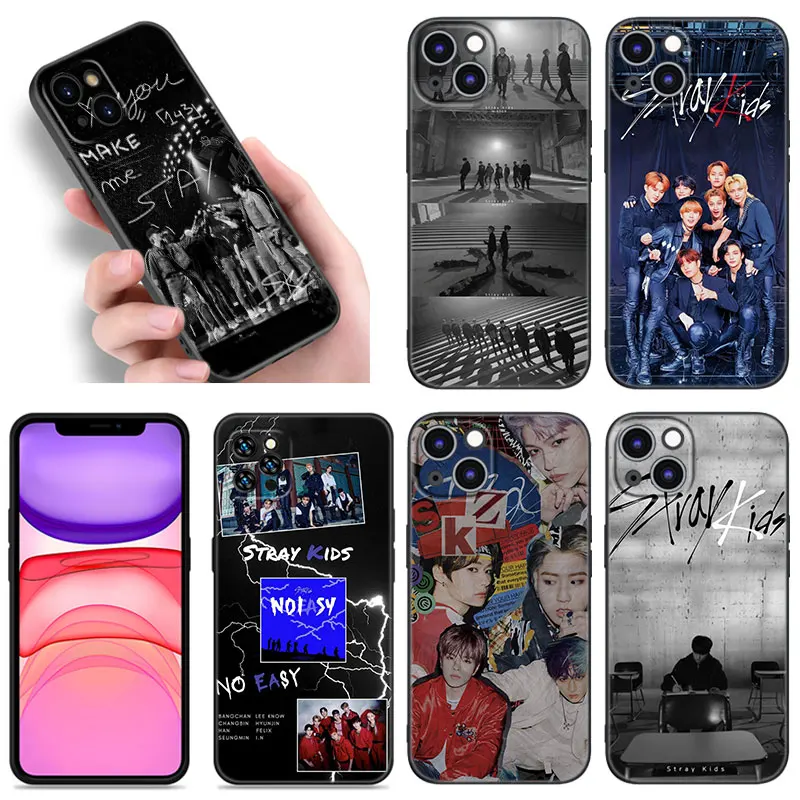 Kpop Stray Kids Black Silicone Phone Case For Apple iPhone 12 13 Mini 11 14 15 Pro Max 7 8 Plus X XR XS SE 2020 2022