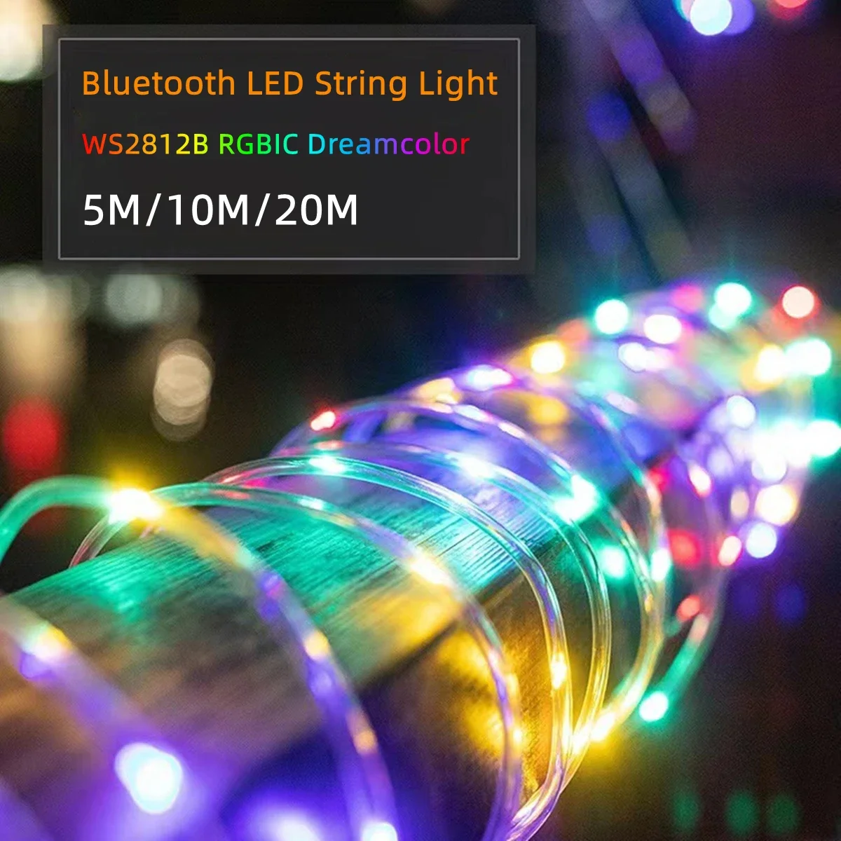 Outdoor Courtyard Fence Windows Decor Lights String USB 5V RGB IC WS2812B 5M-20M DIY Christmas Tree Handrail Ornament Garland
