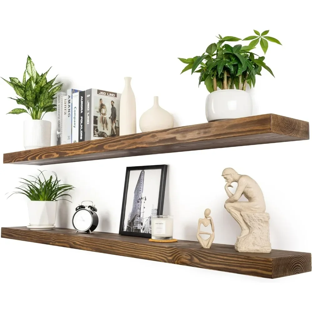 

Bathroom Shelves , Duty Wood Wall Mounted Shelves for Bathroom Living Room Kitchen,Book Shelves with Thickened Hidden Bracke