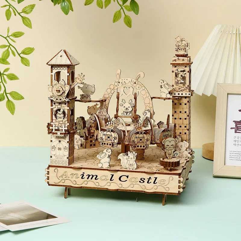 Wooden 3D jigsaw Puzzle Toys Creative Animal Party Assembly Indoor Toys For Children Desktop Ornament Gift P617