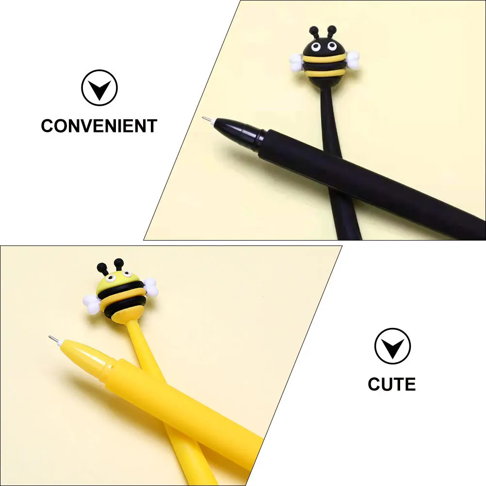 

4Pcs Office Ballpoint Pens Cute Bee Shape Design Comfortable Grip Caps Prevent Drying Ideal Gift for Children School Supplies