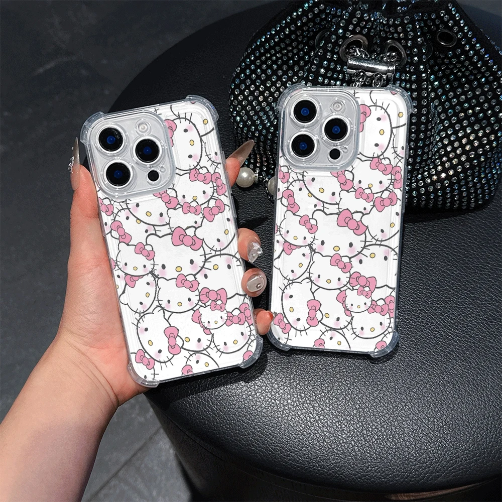 Hellokitty الحالات الهاتف المحمول آيفون 15 برو آيفون 16/15/14/13/12/11/x/xs/xs ماكس فتاة واضح جراب هاتف مرحبا كيتي 2025 جديد