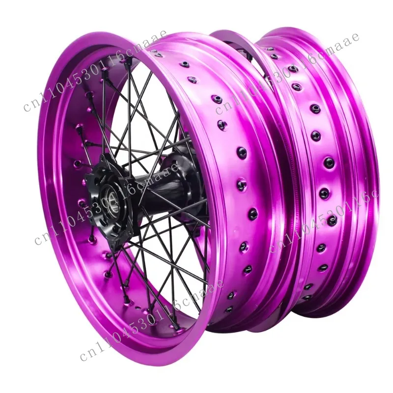 7125 250 400 500 17 Inch Purple Rim Black Hub Compatible Supermoto Wheels Motorcycle Wheels Set 7