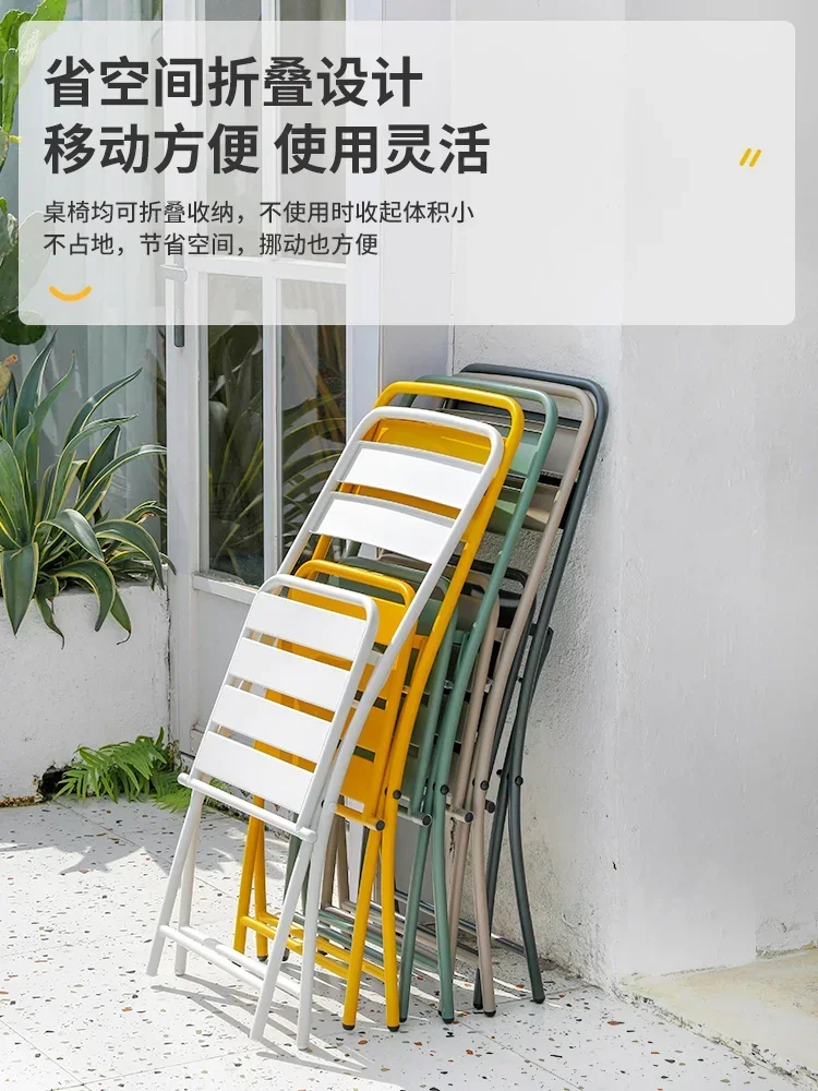 Folding tables and chairs, internet famous milk tea shop, balcony, courtyard, garden, coffee shop