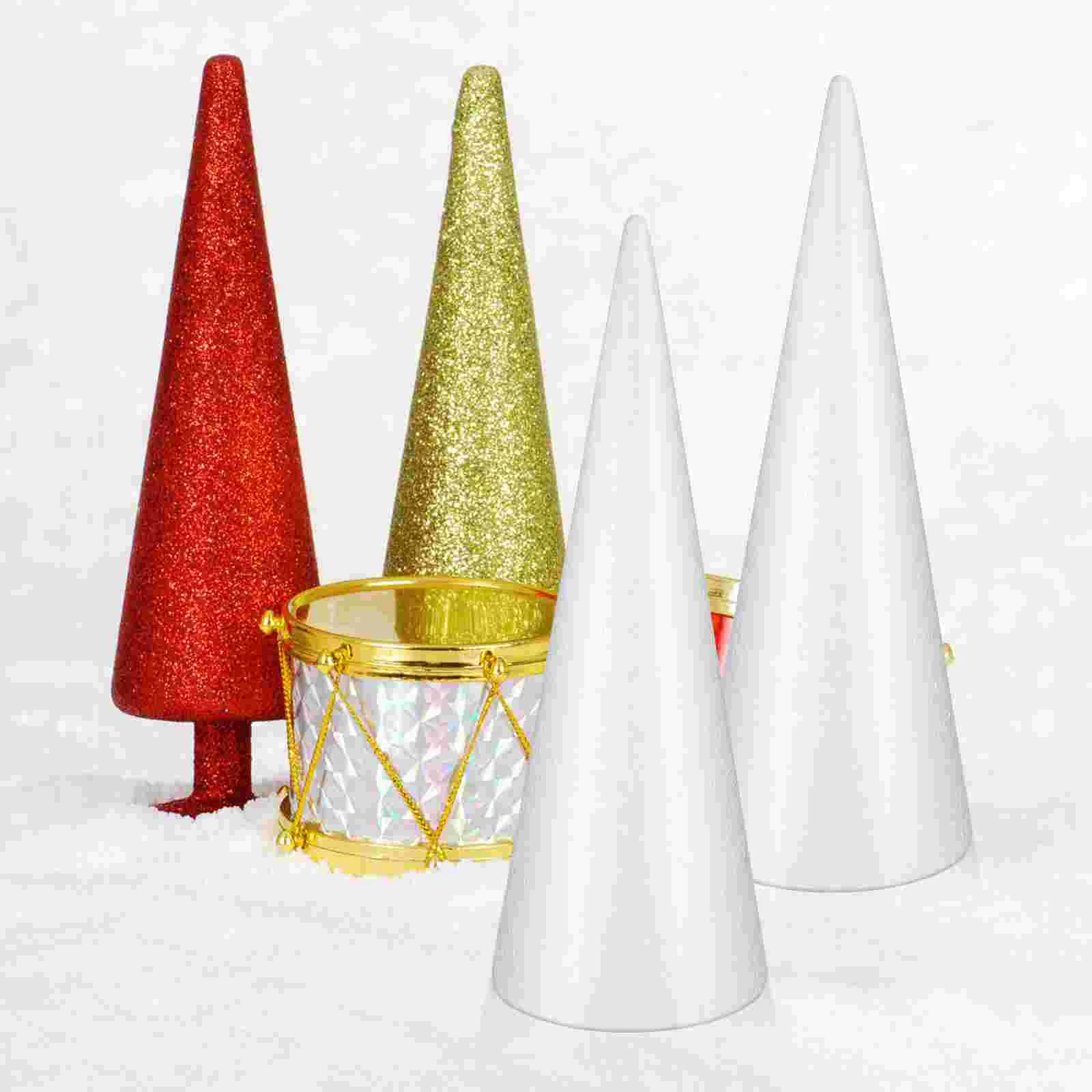 2 PCS Kids Foam Cone Tabletop Christmas Tree Ornament Polystyrene White Children Toy