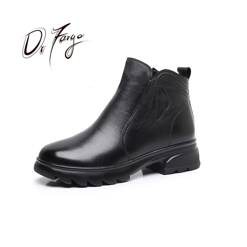 

DRFARGO Genuine Leather Women Boots 2024 Winter Plush Warm Genuine Leather Women Snow Boots Large Size 43 Women Winter Shoes