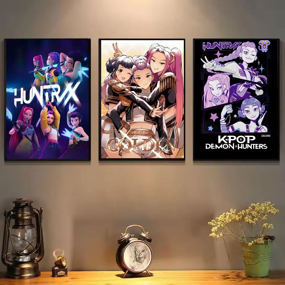 فيلم K-Pop Demon Hunters-A ملصق كرتوني لوحة ذاتية اللصق مع مطبوعات ديكور غرفة نوم المنزل وغرفة المعيشة #3