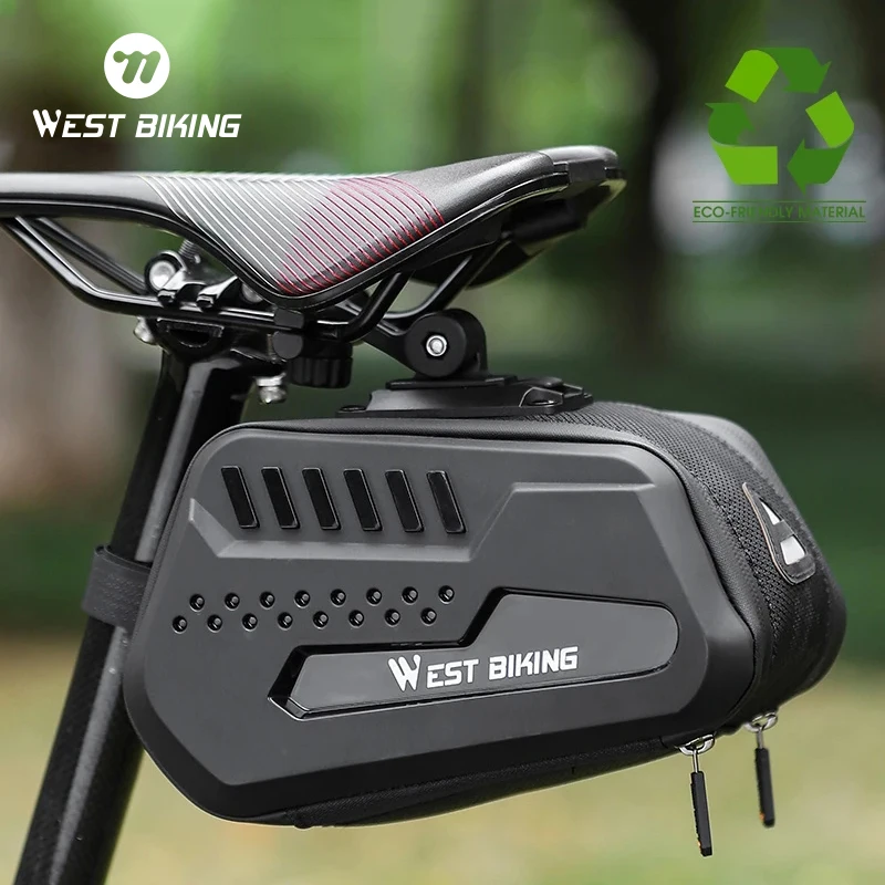 

WEST BIKING Waterproof Saddle Bag For Bicycle Hard Shell Double Pouch Quick Release Bike Seat Tail Bag 1.8-2.7L Cycling Tool Bag