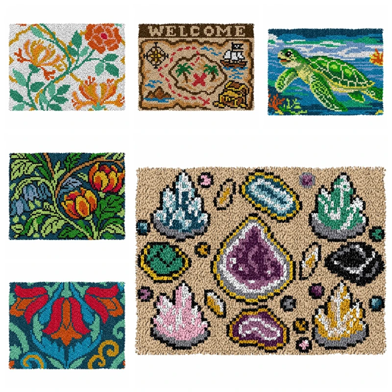 

Cartoon Latch Hook Rug Kits Embroidery Cushion Pillow Carpet Button Pad Smyrna Package DIY Decoration for Home Sofa Bedroom Gift