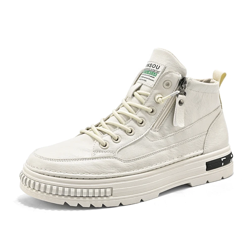 メンズカジュアルスポーツシューズ,小さな白い靴,ハイトップスニーカー,新しいトレンド,秋冬,2023