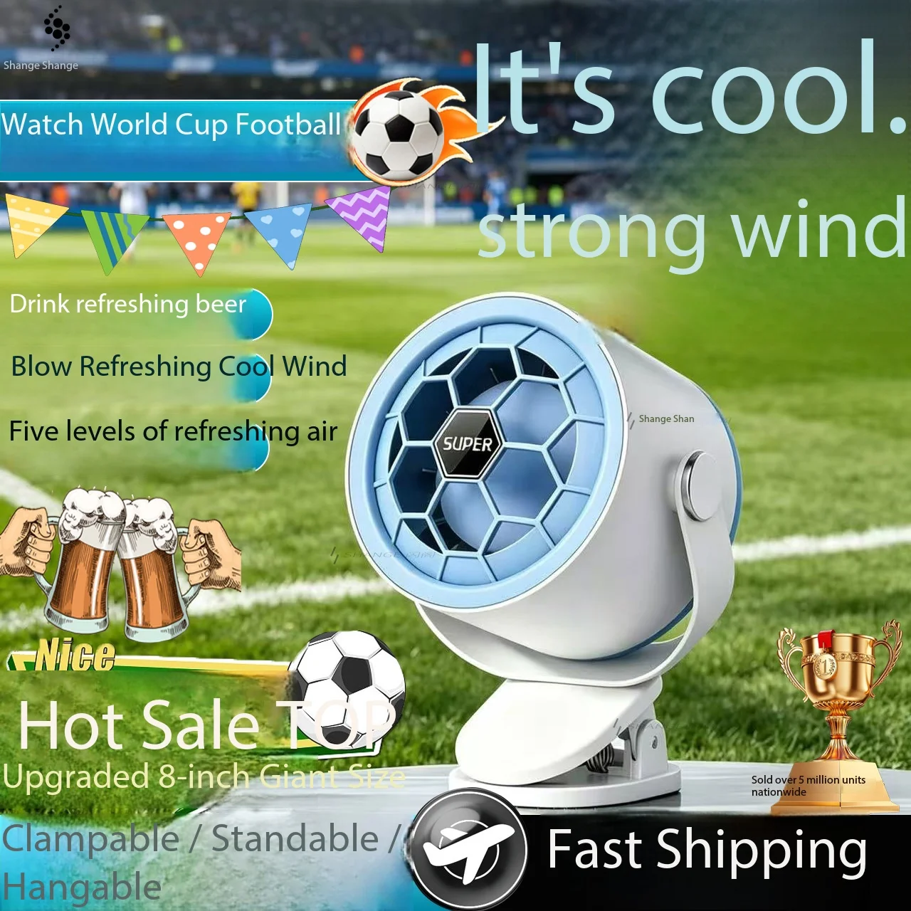 Home Garden office desktop multi-speed fan desktop clip wall-mounted USB charging three-in-one multi-function electric fan