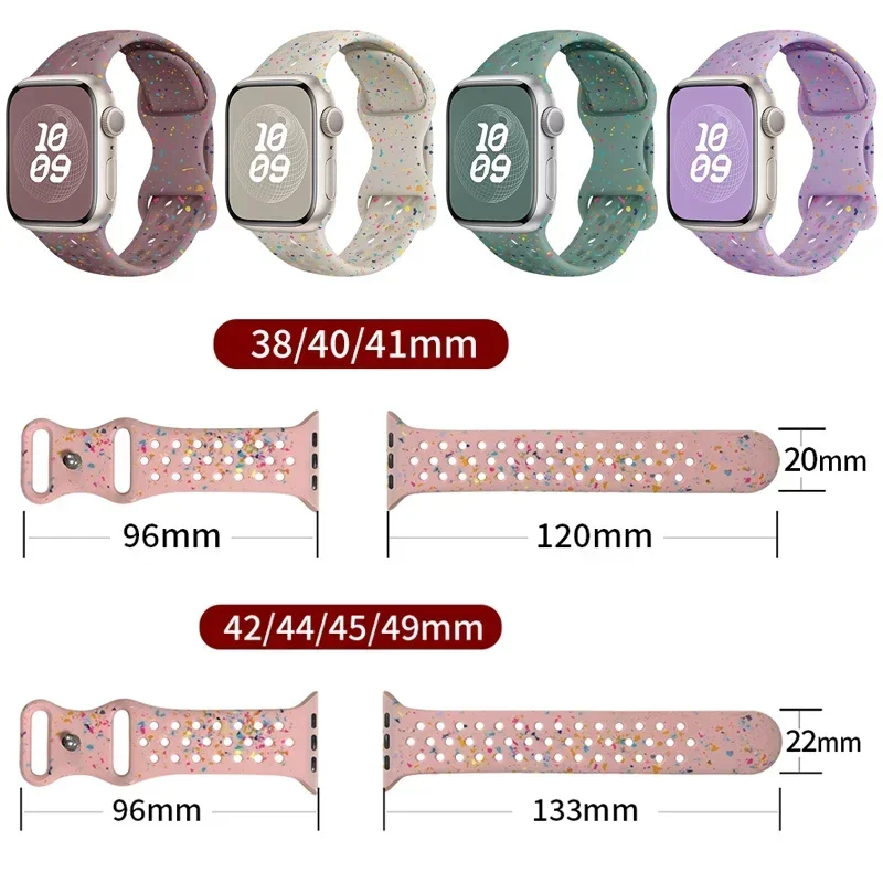 Sport Silicone Strap for Apple watch band 40mm 41mm 45mm 44mm 38mm 49mm Breathable bracelet iwatch Series 9 8 7 6 5 3 SE Ultra 2