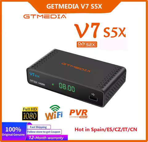 GTMEDIA V7S5X Satellite TV Receiver DVB-S2X/S2/S Full HD 1080P H.265 Set-top Box With USB Wifi Digital Receptor hot in Spain