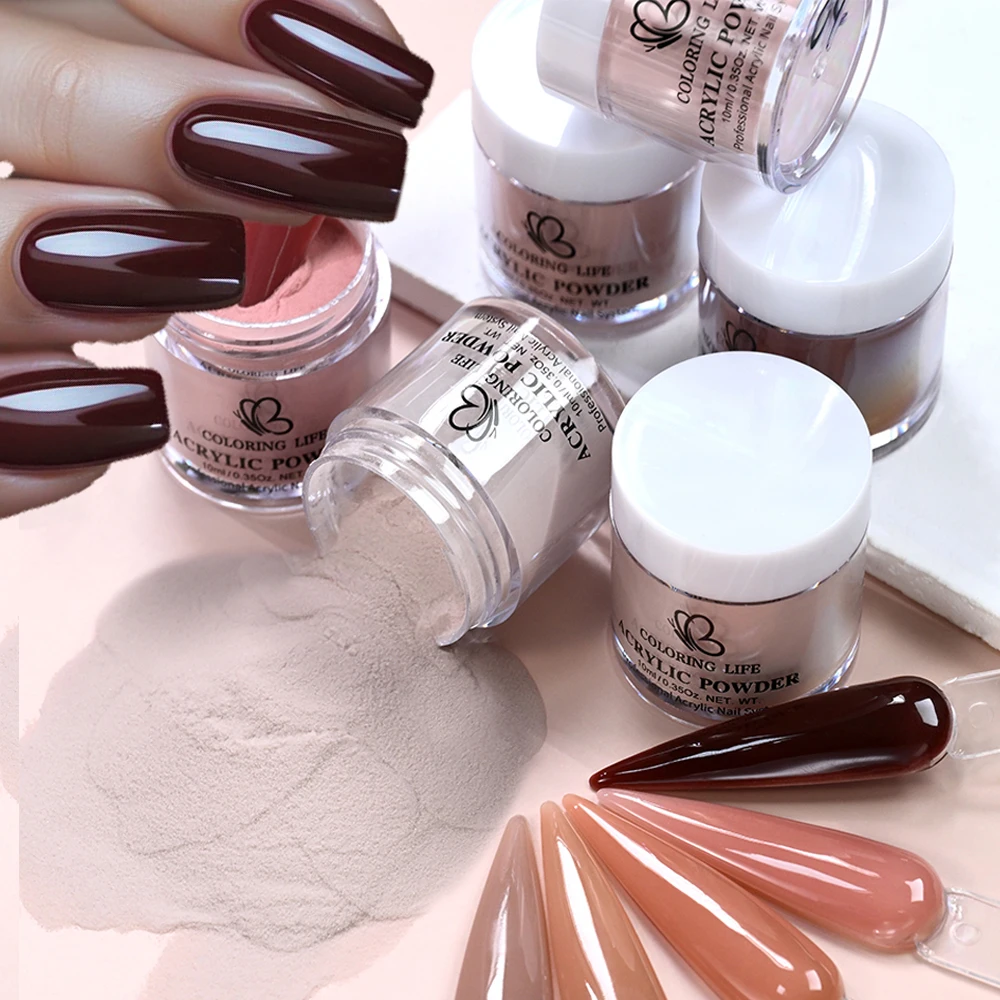 

6Pcs Autumn Winter Melard Crystal Powder Set 6 Colors Nails Extension Acrylic Powder DIY Pink Nude Carving French Crystal Powder