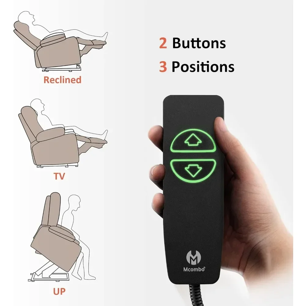 Canapé inclinable à élévateur électrique avec massage et chaleur pour aîné, 3 positions, 2 poches latérales, porte-gobelets