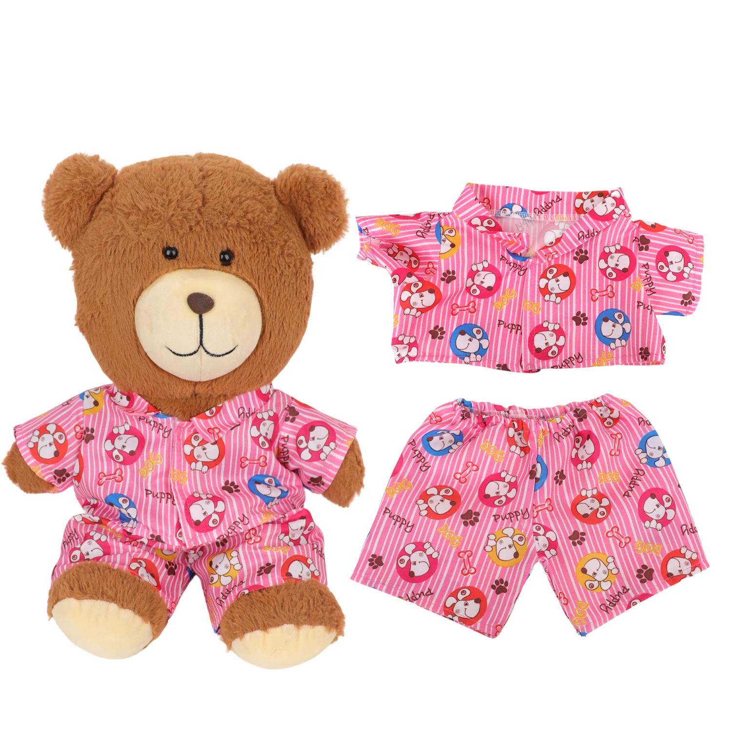 42*28CM Bear Doll Clothes Set Cute Colotful Clower Dog Printing Clothes Outfit For 16-inch Cotton Plush Bear Doll Toy Accessorie