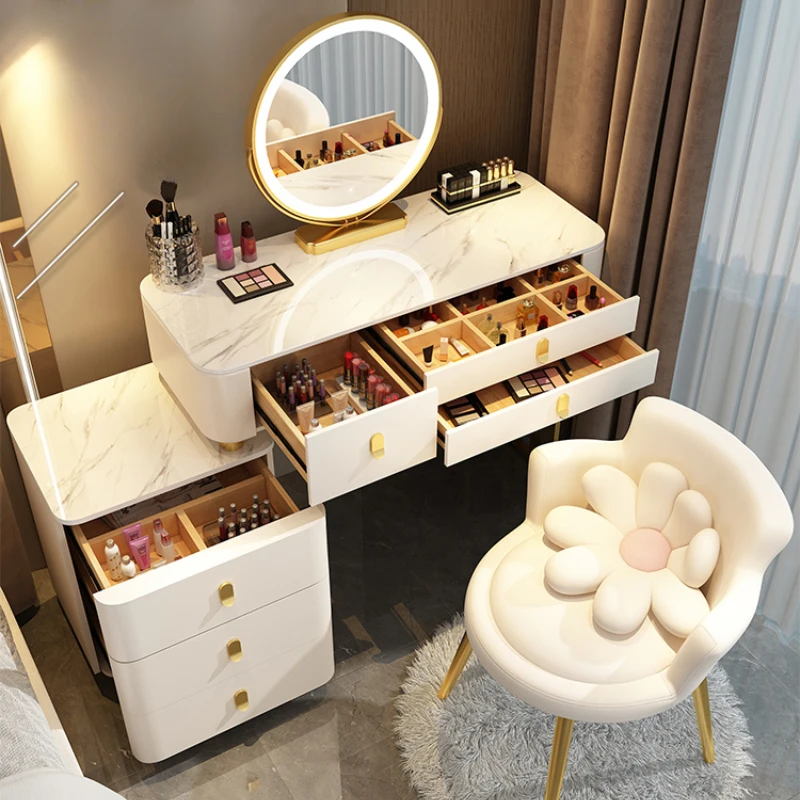 

Luxury Nordic Dressing Table White Girl Princess Drawer Dressers Vanity Mirror Tocador Maquillaje Bedroom Furniture Set