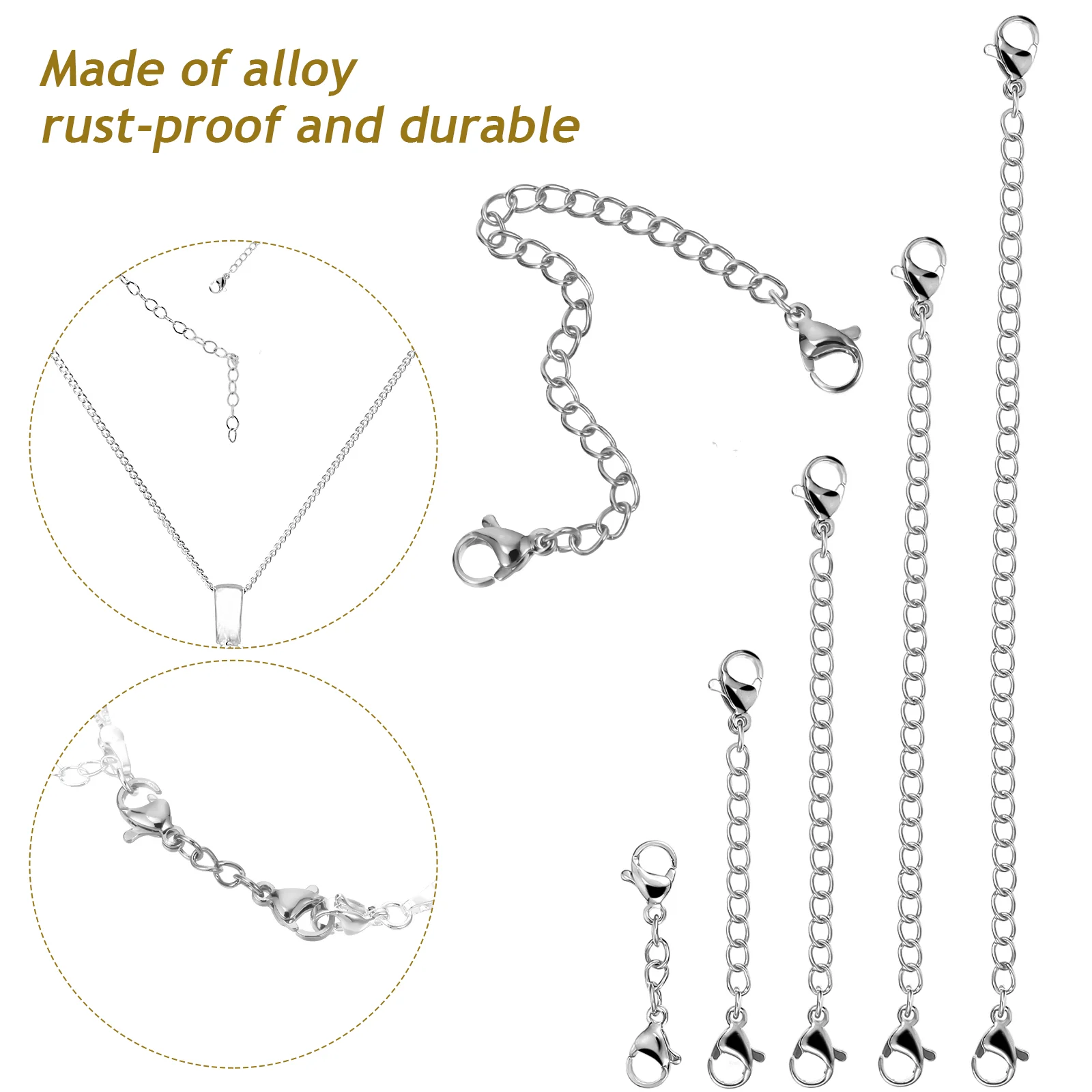 10 Pcs Chain Extender Bracelet Extenders Magnetic Connector Clasps Necklace for Jewelry Making Silver