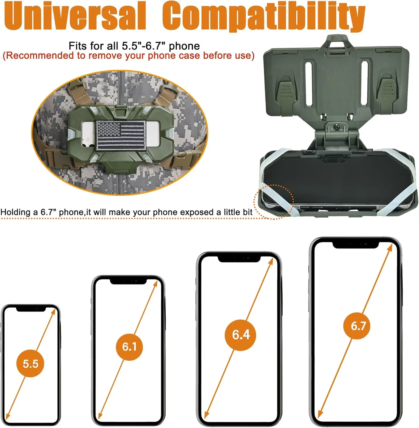 Tactical MOLLE Phone Holder, Folding Navigation Board, Cellphone Hold Gear, Airsoft Hunting Vest Accessories view 4