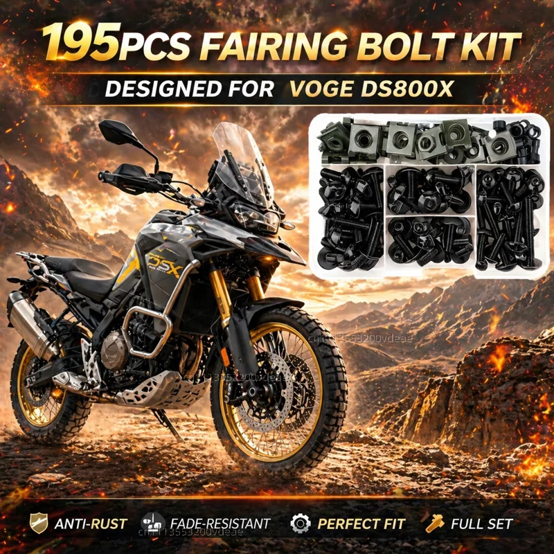 195Pcs Motorcycle Aluminum Fairing Bolt Screws Kit Nut Clips For VOGE DS800X DS 800 DS DSX800 DS 800X Rally 2025 2026 CNC