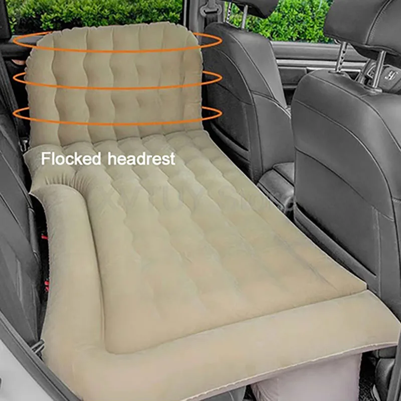 

SUV Car Portable 2‑In‑1 Multifunction Inflatable Camping Mattress PVC Flocking Soft Sleeping Rest Cushion with Pillows Air Pump