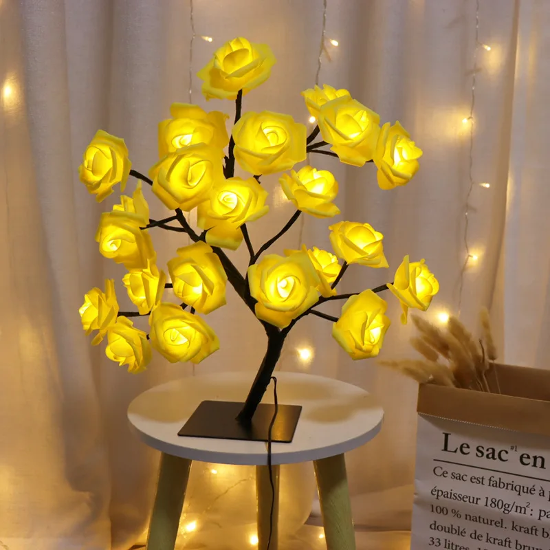 Table Lamp Flower Tree Rose Lamps Fairy Desk Night Lights USB Operated Gifts for Wedding Valentine Christmas Decoration