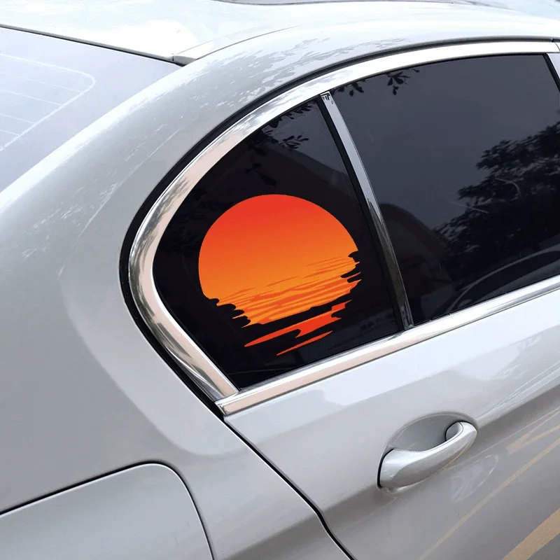 

matte waterproof orange red gradual change self-adhesive car sticker, suitable for cars, motorcycles, laptops Sunset sticker -