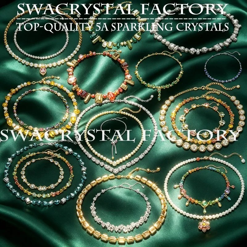Rainbow Multicolor Zircon Choker Necklace Collection Women Mixed Baguette Oval Round Cut Crystal Chain Fashion Luxury Jewelry