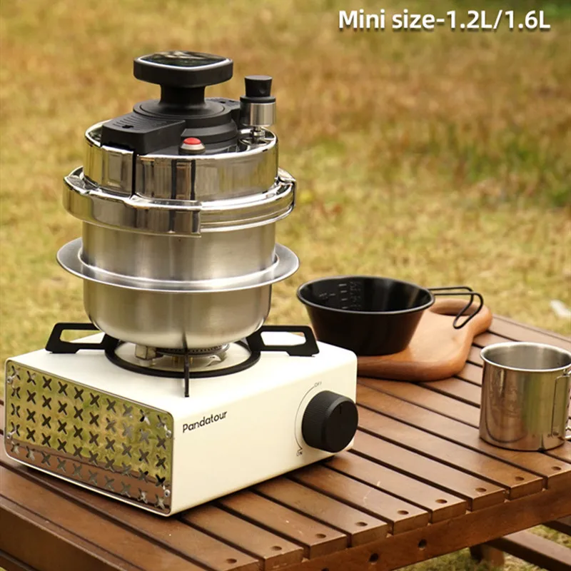 Outdoor Camping Mini Pressure Cooker 1.2L 1.6L Portable Stainless Steel Safety Explosion-Proof Car Soup Cooking Pressure Cooker