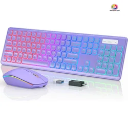 Wireless Keyboard and Mouse Combo Backlit ,Rechargeable Full-Size Illuminated Wireless Keyboard and Mouse Set, 2.4Ghz Keyboard