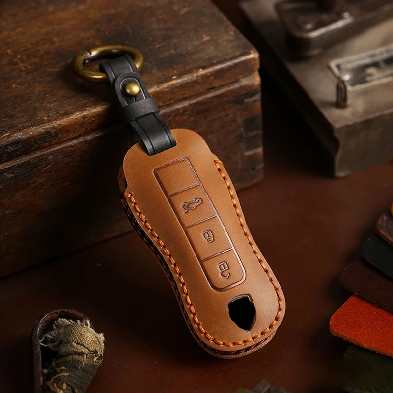 Car Key Case Cover Shell Keychain Fob For Porsche Panamera Spyder Carrera Macan Cayman Cayenne 911 970 981 991