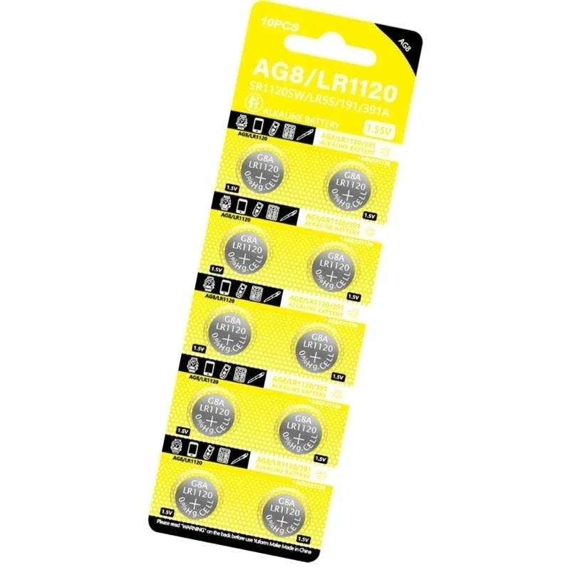 1 Sheet LR1120 AG8 Button Cell Batteries for Remote Controls Toys Calculators Watches and Small Electronics