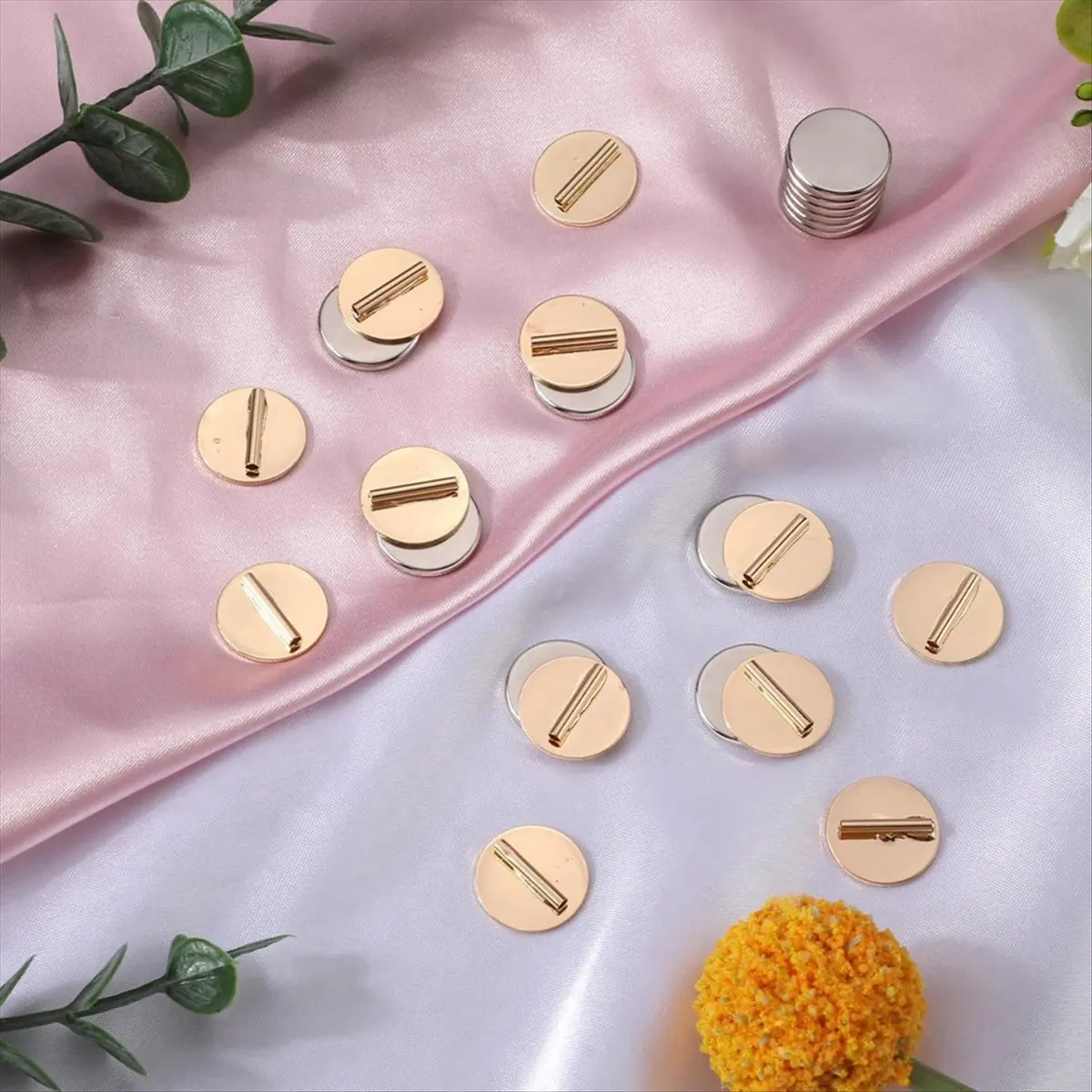 FOR HOME 12Pcs Mini Pin Brooch Converter, Magnetic Metal Pin Backs Harm Free Brooch Pin Converter for Scarf Hijab Shawls(Gold)