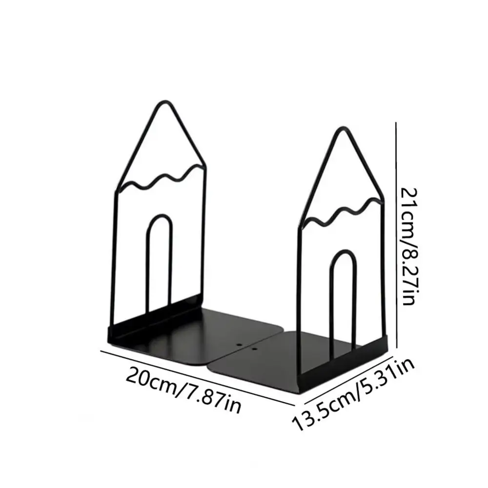 Modern Hollow Metal Bookends Anti-slip Sturdy Document Holder Multifunctional Large Capacity Simple Book Stand Home