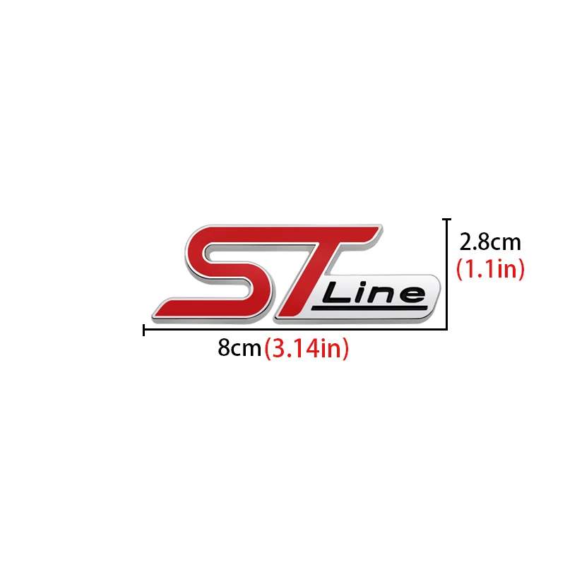 3D 금속 ST 라인 헤드 전면 그릴 자동차 엠블럼 배지 크롬 스티커 포드 ST 포커스 x... - 1