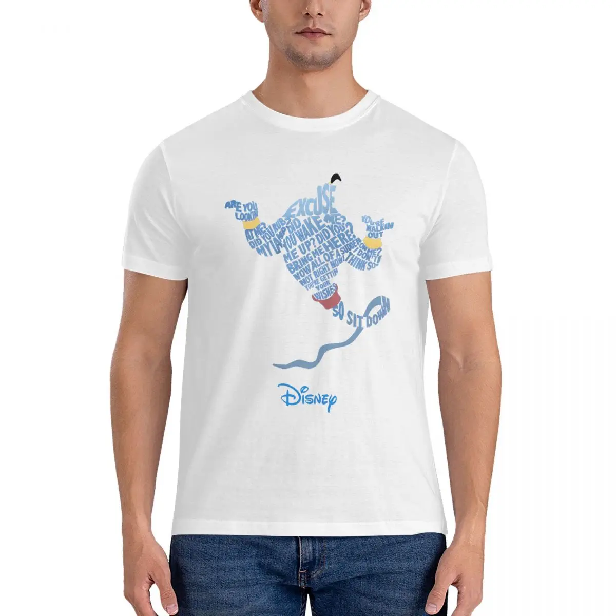 Men's Did You Wake Me Up T Shirt Disney Aladdin Cartoon Film Cotton Clothes Humorous Short Sleeve Crewneck Tee Shirt T-Shirts