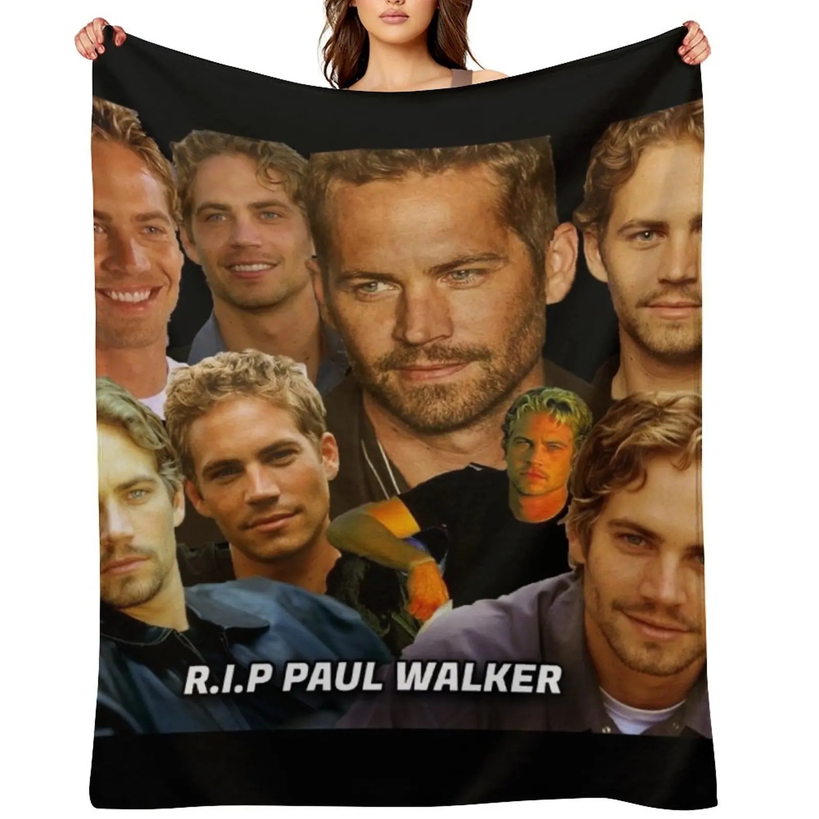 

Paul walker tribute collage design 2021 Throw Blanket Bed Furry Plaid Flannel Blankets