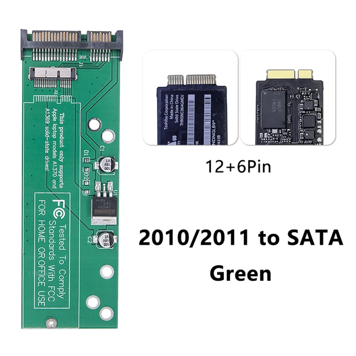 SSD to SATA Converter Card for Apple 2010 2011 for MacBook Air Green_N34R