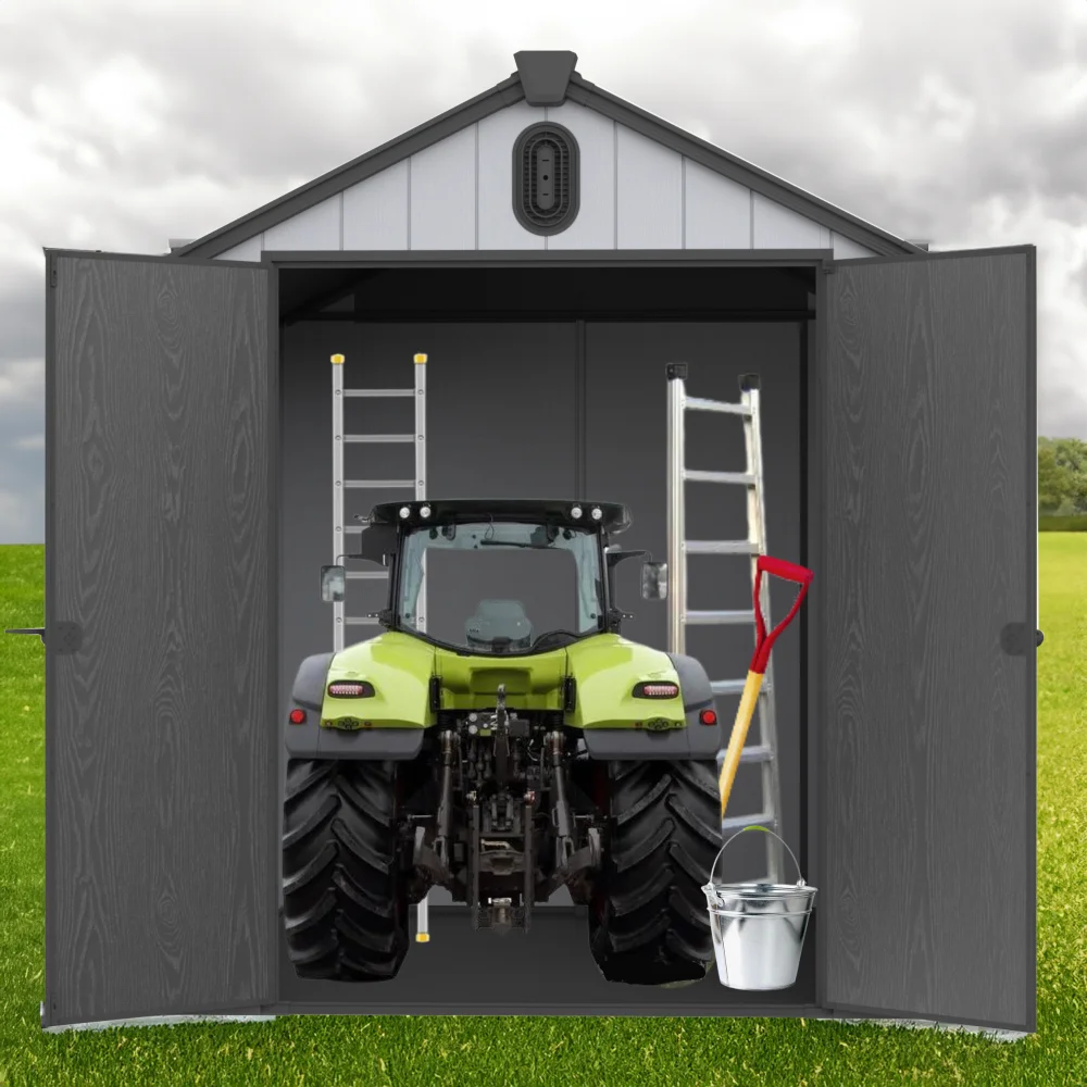 6*8ft plastic storage shed for backyard garden big spire Tool storage