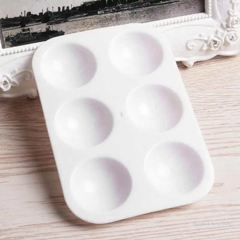 

M17F 12Pcs Paint Palettes White 6 Well Rectangular Watercolor Painting Tray