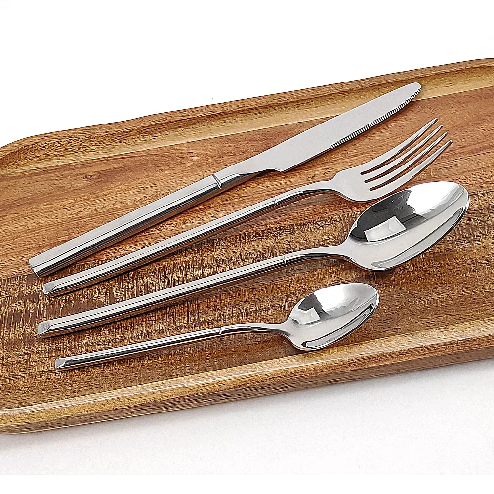 

Jaswehome 4Pcs Full Stainless Steel Dinnerware Set Steak Knife Steak Fork Soup Spoons Dessert spoon Western Restaurant Tableware