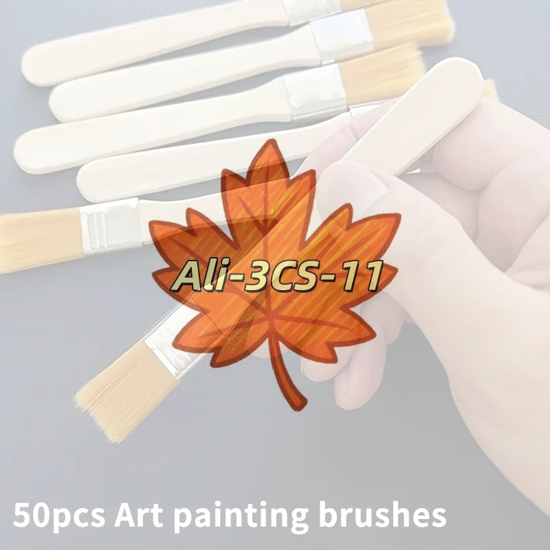 

50-Pack Nylon Brush Set with Wood Handles, for Acrylic, Watercolor, Wall Painting & DIY Crafts